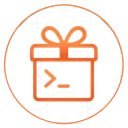 BUYCLAUDEWITHCRYPTO.COM logo, a gift box with a terminal prompt